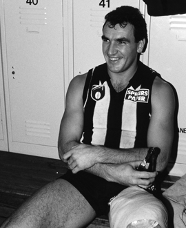 Darren Millane in the rooms after a match in 1991.